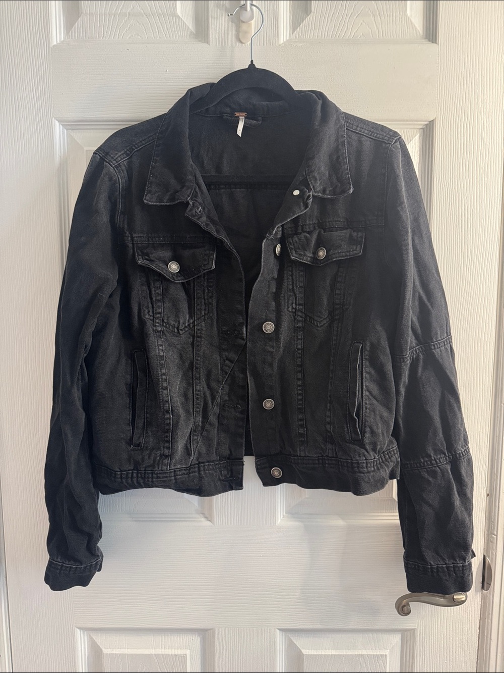 Free People Black Denim Jean Jacket